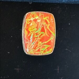 Pink to Orange Australian Triplet Opal Sterling Silver Ring